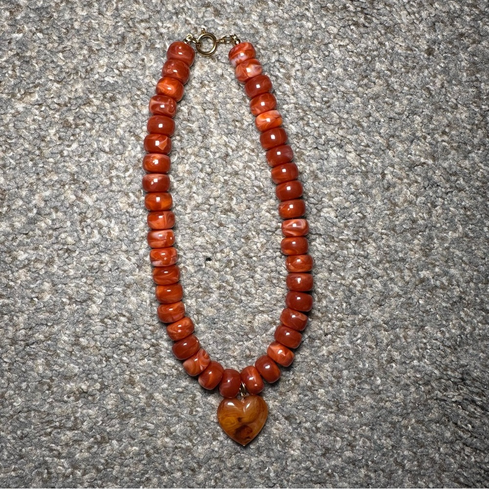 Beaded heart pendant necklace